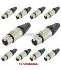 (10U) XLR HEMBRA 3 PINS (TIPO NEUTRIK)