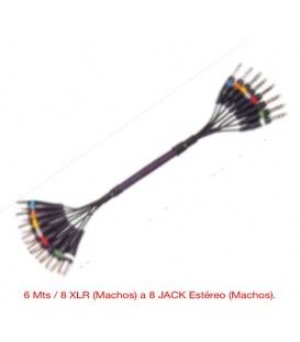 SNAKE 8XLR-JACK (6 Mts) (8 Pares MACHO XLR-JACK MONO ESTÉREO 6,3)