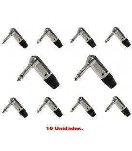 (10U) JACK MONO (6,3 mm) ACODADO A 90º MACHO