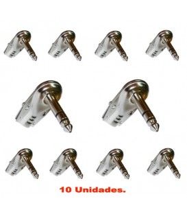 (10U) JACK ESTÉREO (6,3 mm) PLANO Y ACODADO A 90º MACHO