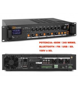 PDV240MP3 (LÍNEA 100V Y 8Ω) (480W / 240 WRMS) 4 ZONAS / BLUETOOTH / FM / USB.