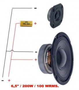 KIT 6,5" ECO-1 (160W / 80 WRMS) (WOFER 6,5" + TWEETER + CONDENSADOR 2,2 + CABLE)