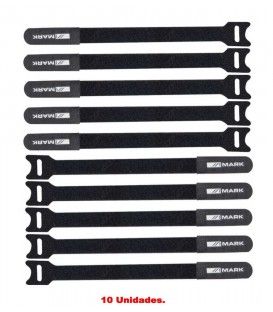 (10U) CINTA RECOGE-CABLES (VELCRO 200 x 25 mm) COLOR NEGRO