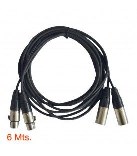 3 Mts / 2 XLR Macho a 2 XLR Hembra