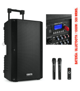 VSA700 (BATERIA / USB / AUX / BLUETOOH / 2 MICROS INALAMBRICOS / MANDO A DIST) (1000W / 500 WRMS)