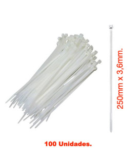 100 BRIDAS (250 x 3,6mm) Nylon Semi-Transparente.